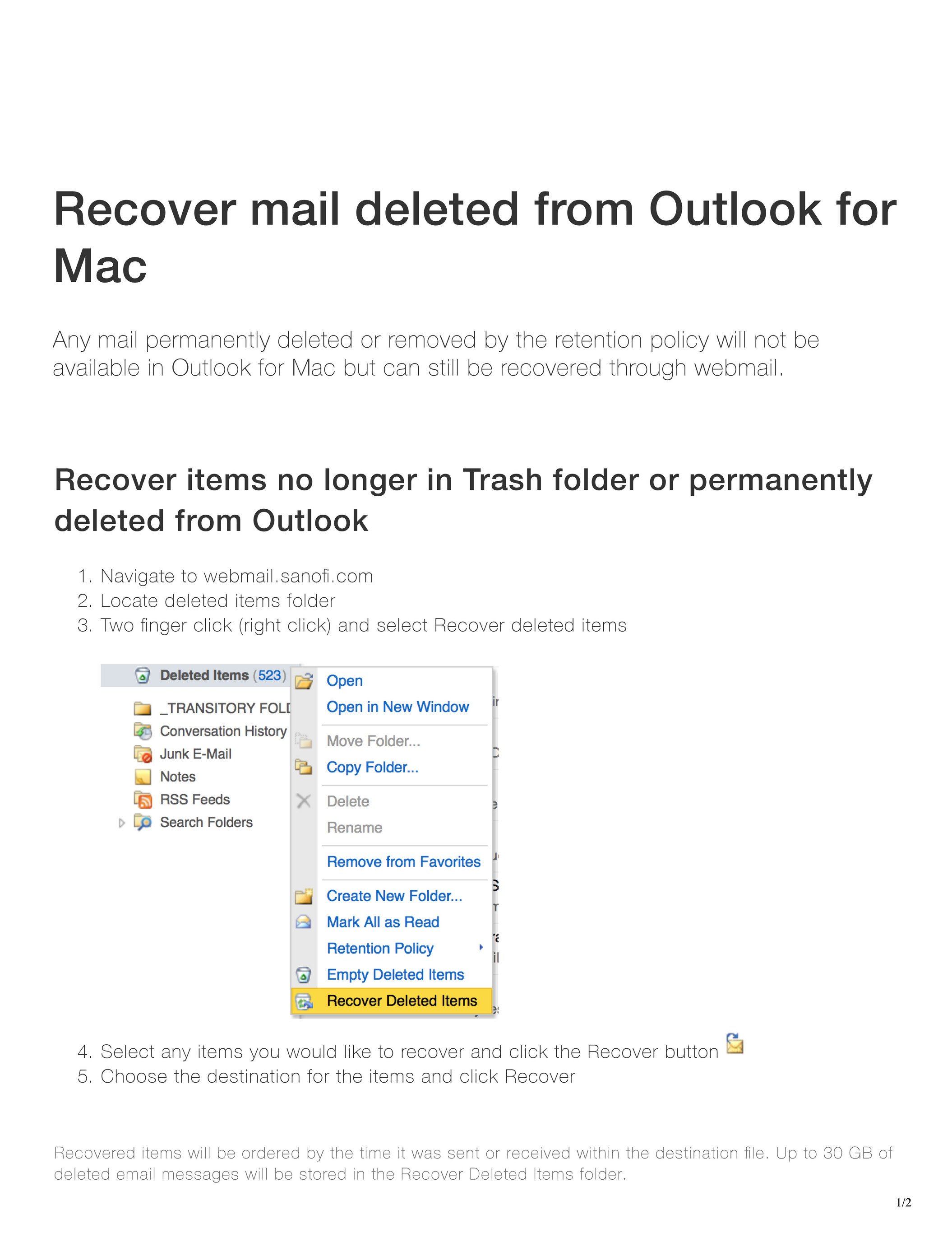 recover mail on outlook for mac